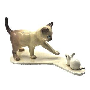 Hagen Renaker Genuine Vintage Retired Figurine Miniature Cat Playing with Mouse